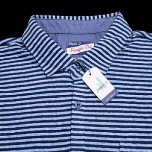 NEW Johnnie O Men's XXL Stretch Striped Blue Navy Polo Shirt